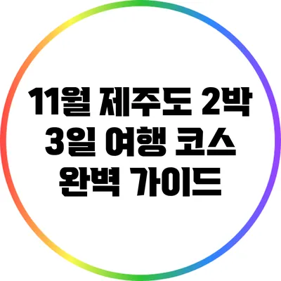 11월 제주도 2박 3일 여행 코스 완벽 가이드