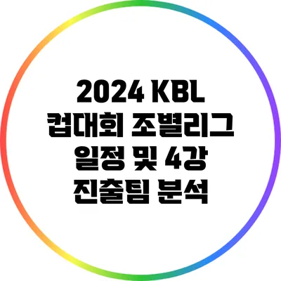 2024 KBL 컵대회: 조별리그 일정 및 4강 진출팀 분석