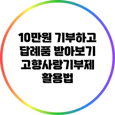 10만원 기부하고 답례품 받아보기: 고향사랑기부제 활용법