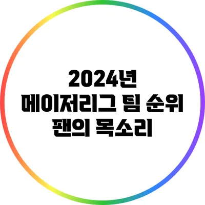 2024년 메이저리그 팀 순위: 팬의 목소리