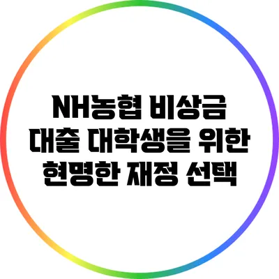 NH농협 비상금 대출: 대학생을 위한 현명한 재정 선택