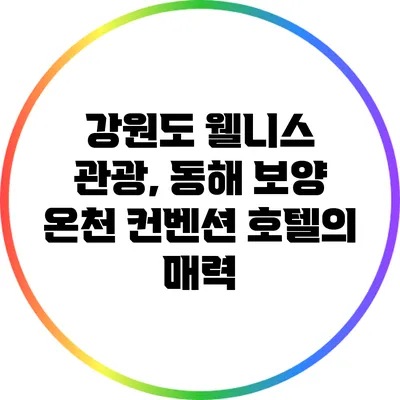 강원도 웰니스 관광, 동해 보양 온천 컨벤션 호텔의 매력