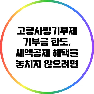 고향사랑기부제 기부금 한도, 세액공제 혜택을 놓치지 않으려면?