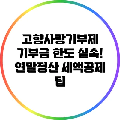 고향사랑기부제 기부금 한도 실속! 연말정산 세액공제 팁
