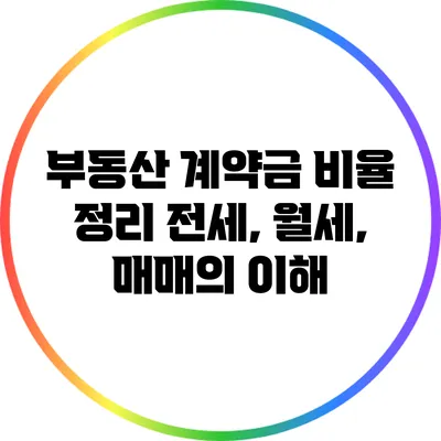 부동산 계약금 비율 정리: 전세, 월세, 매매의 이해