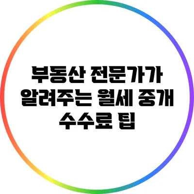 부동산 전문가가 알려주는 월세 중개 수수료 팁