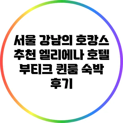 서울 강남의 호캉스 추천: 엘리에나 호텔 부티크 퀸룸 숙박 후기