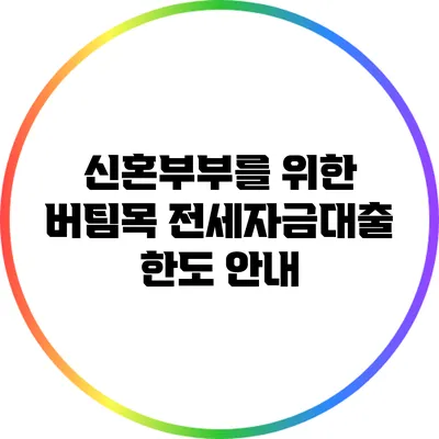 신혼부부를 위한 버팀목 전세자금대출 한도 안내