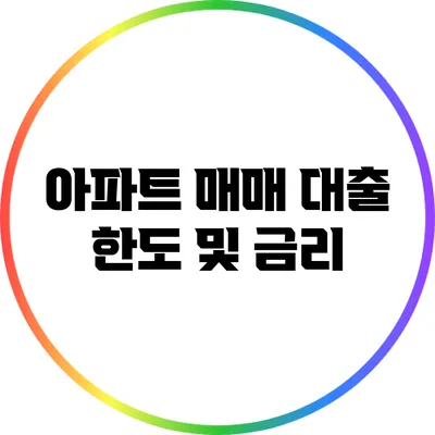 아파트 매매 대출 한도 및 금리