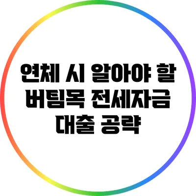 연체 시 알아야 할 버팀목 전세자금 대출 공략