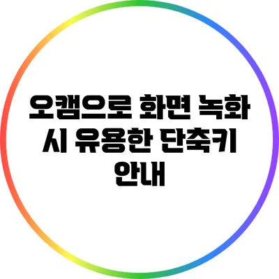 오캠으로 화면 녹화 시 유용한 단축키 안내