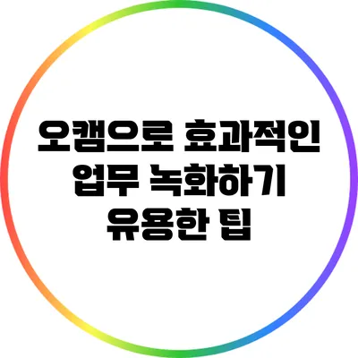 오캠으로 효과적인 업무 녹화하기: 유용한 팁