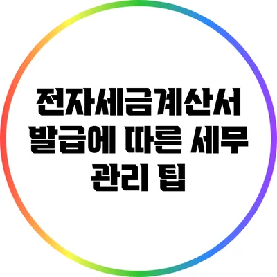 전자세금계산서 발급에 따른 세무 관리 팁