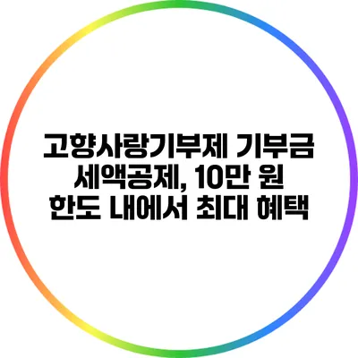 고향사랑기부제 기부금 세액공제, 10만 원 한도 내에서 최대 혜택