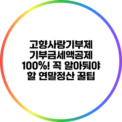 고향사랑기부제 기부금세액공제 100%! 꼭 알아둬야 할 연말정산 꿀팁