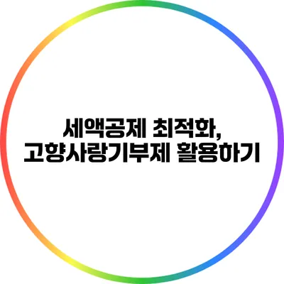 세액공제 최적화, 고향사랑기부제 활용하기