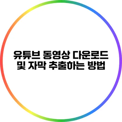 유튜브 동영상 다운로드 및 자막 추출하는 방법