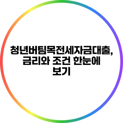 청년버팀목전세자금대출, 금리와 조건 한눈에 보기