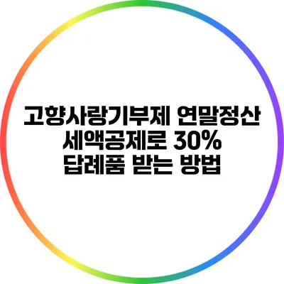 고향사랑기부제 연말정산 세액공제로 30% 답례품 받는 방법