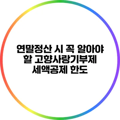 연말정산 시 꼭 알아야 할 고향사랑기부제 세액공제 한도