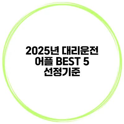 2025년 대리운전 어플 BEST 5 선정기준