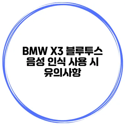 BMW X3 블루투스 음성 인식 사용 시 유의사항