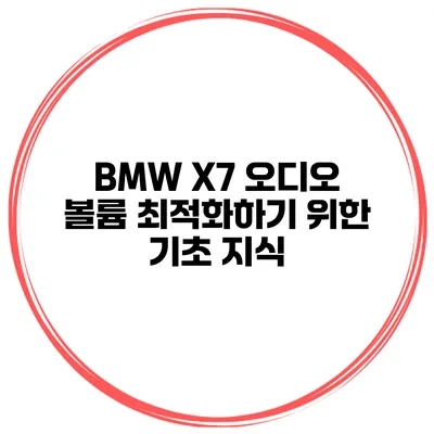 BMW X7 오디오 볼륨 최적화하기 위한 기초 지식