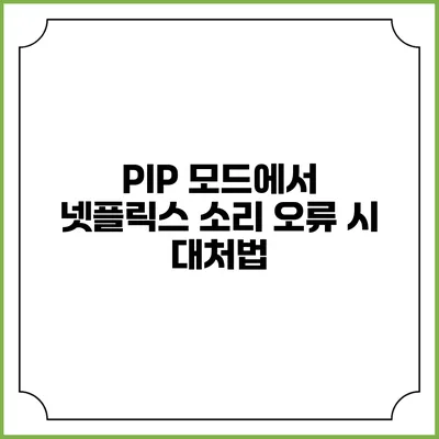 PIP 모드에서 넷플릭스 소리 오류 시 대처법