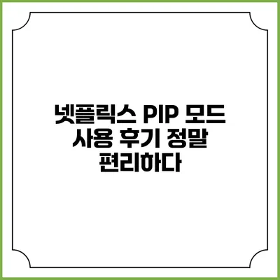 넷플릭스 PIP 모드 사용 후기 정말 편리하다