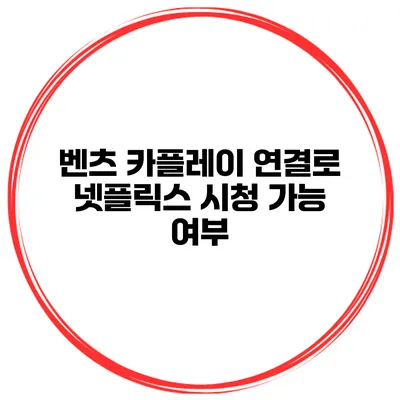 벤츠 카플레이 연결로 넷플릭스 시청 가능 여부