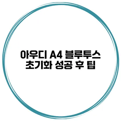 아우디 A4 블루투스 초기화 성공 후 팁