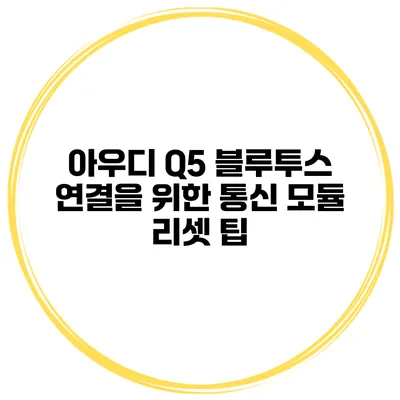 아우디 Q5 블루투스 연결을 위한 통신 모듈 리셋 팁