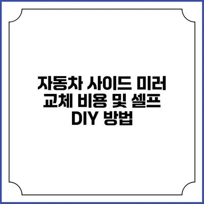 자동차 사이드 미러 교체 비용 및 셀프 DIY 방법