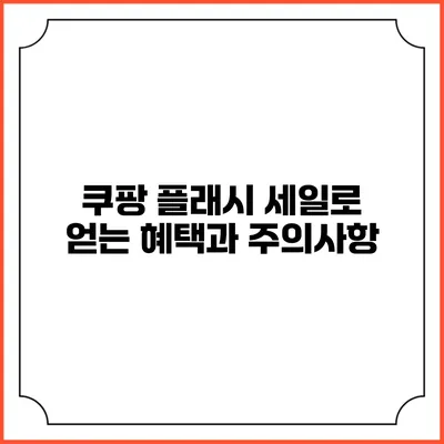 쿠팡 플래시 세일로 얻는 혜택과 주의사항